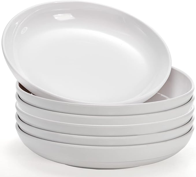 Fasmov Melamine Pasta Bowls, 6 Pack 10 inches 47 Oz Large Salad Serving Bowls by Fasmov