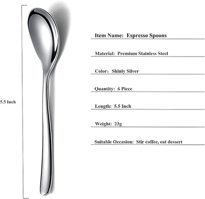 Demitasse Espresso Mini Spoons, 5.5'' Stainless Steel, Dishwasher Safe - Image 2