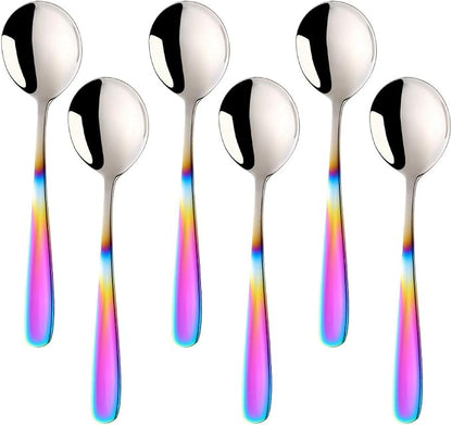 Buyer Star Bouillon Spoon Sets, 7-Inch Round Soup Spoons, Stainless Steel by BuyerStar