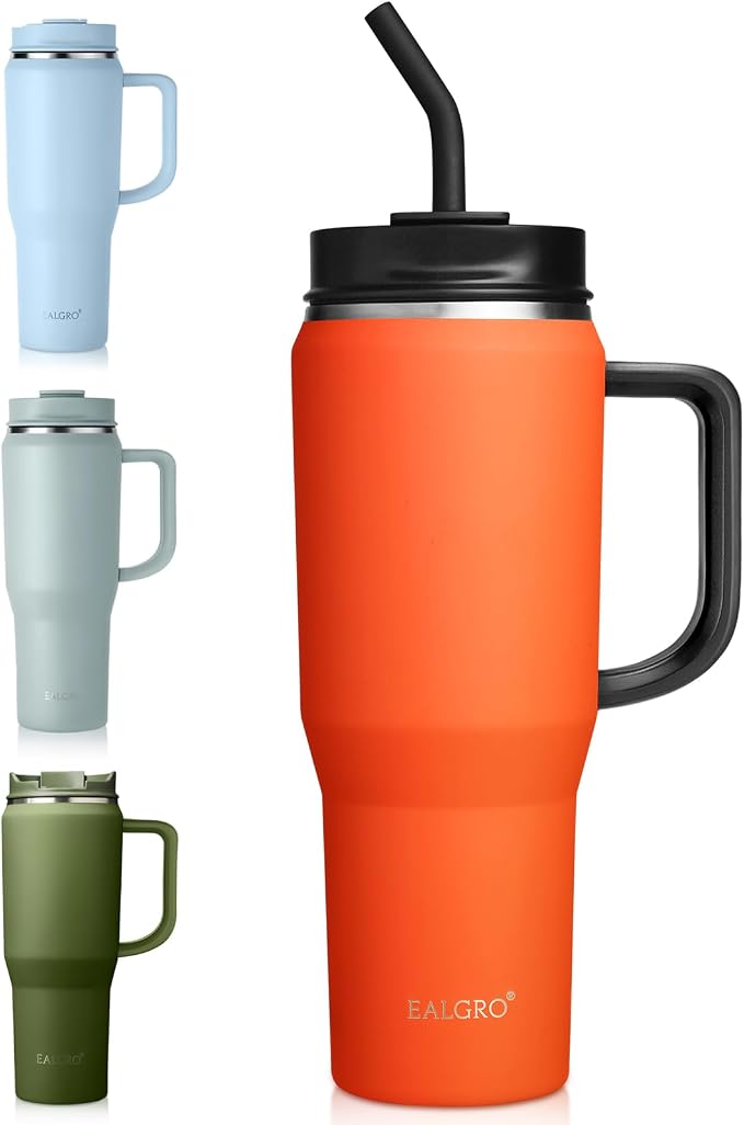EALGRO 40 oz Tumbler with Handle, Insulated Tumblers with Lid and Straw | by EALGRO
