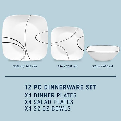 Corelle 18-Piece Service for 6 Dinnerware Set Triple Layer Glass and Chip - Image 6