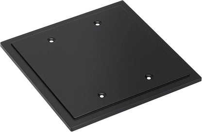 Henne Bery Modern Edge Decorative Wall Plate Switch Plate Outlet Cover, Durable Solid Zinc Alloy (Double Blank, Matte Black)