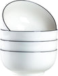 40 oz Large Soup Bowl, Pho Bowls, 7-Inch Rimmed Off-White Porcelain Bowls Set by Unknown