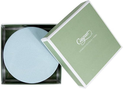 Caspari Soft Aqua Lizard Round Coasters – 4” Decorative Faux Leather Coasters - Image 2