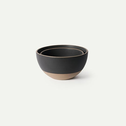 MORA Jumbo and Large Bowls Set of 2, 2.5 and 1.5 Qt Ceramic Pottery Mixing Bowls - Microwave and Dishwasher Safe - Liquorice
