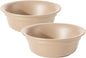 Ceramic 5.5inch Set of 2 Dog and Cat Bowls, 2pcs Basic 1 Cup Food or 9.5 oz Water Dishes for Puppy, Kitty, Wide Opening Rounded Edge (2 Bowls, Oat Beige)