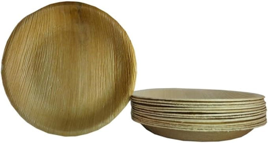 Harshu Areca Round Flatware - 20 Pack, Biodegradable Palm Leaf Plates, Eco-Friendly Disposable Tableware for Parties, Events, and Catering (Round Plate, 7" (18cm) - 20 Pack)