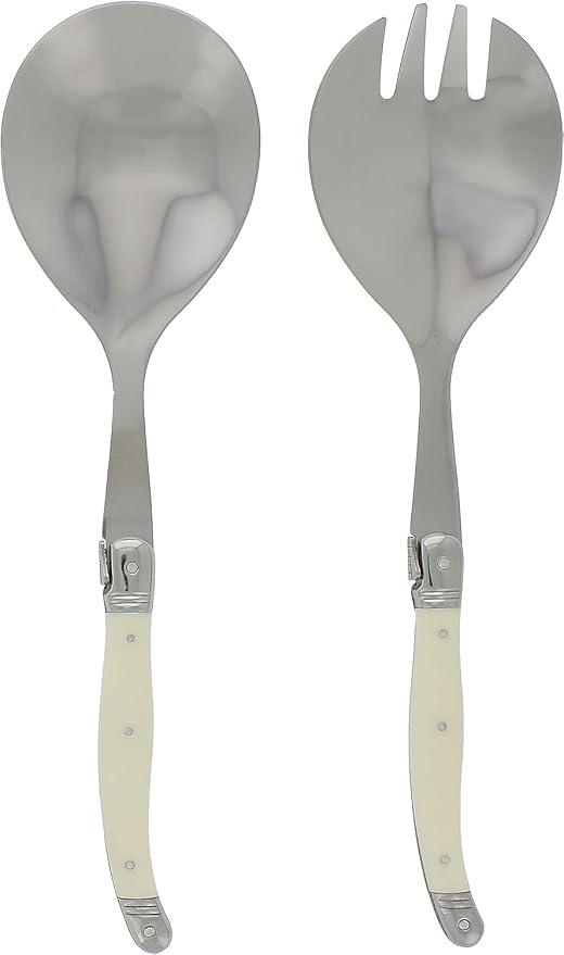 Laguiole Connoisseur Faux Ivory Salad Servers, 2 Piece Set by FrenchHomeLaguiole