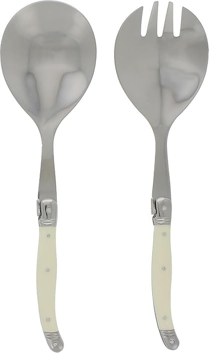 Laguiole Connoisseur Faux Ivory Salad Servers, 2 Piece Set by FrenchHomeLaguiole