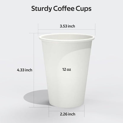 Dealusy 100 Count 12 oz Coffee Cups, Leak-Free Food Safe Paper Cups 12 oz - Image 2