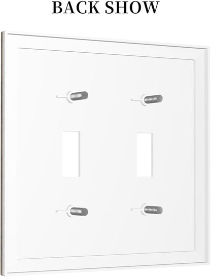 Decorative Light Switch Cover Brown Rustic Wood Grain Farmhouse 2 Gang Wall Plate Double Toggle Switch Plate Receptacle Electrical Outlet Cover Switchplate for Cabin Bedroom Decor（2 Pack）