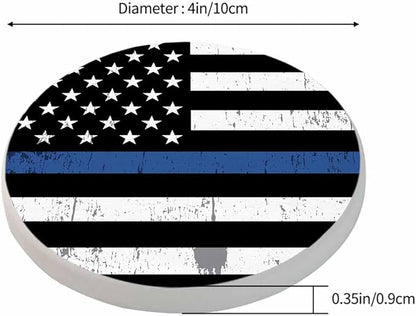 American Flag Table Coasters for Drinks Symbol of Support for Law Enforcement 100% Diatomite Home and Dining Room Bar Decor 4 X 4 X 0.35 Inch for Men Women