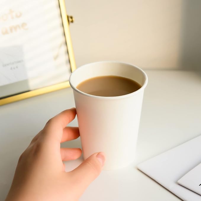 YEEHAW 8 oz 300 Pack White Disposable Paper Coffee Cups | - Image 6