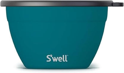 S'well Stainless Steel Salad Bowl Kit 64oz, Peacock Blue, Comes by Swell