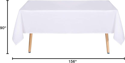 sancua Rectangle Tablecloth - 90 x 156 Inch - Water Resistant Spill Proof Washable Polyester Table Cloth, Decorative Fabric Table Cover for Dining Tables, Buffet Parties and Camping, White