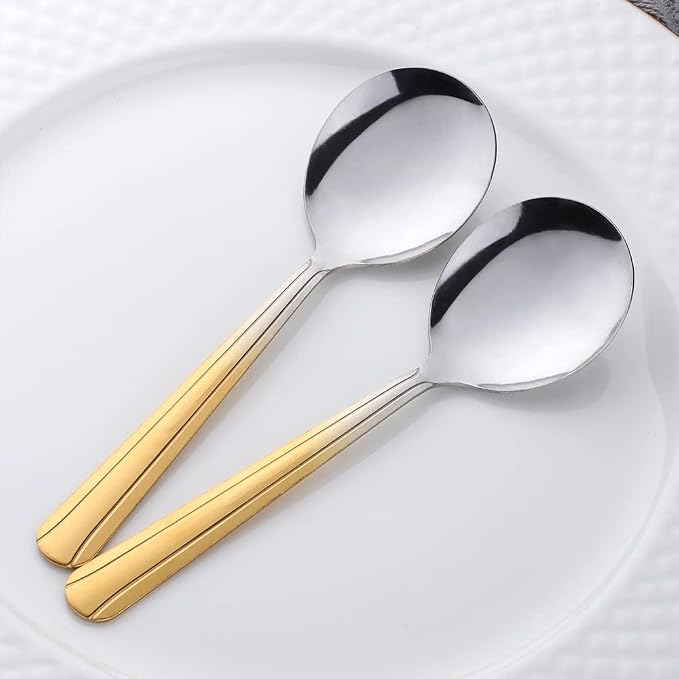 Bouillon Spoons Set of 12, 5.9 Inch Stainless Steel Soup Spoon, Metal Round - Image 5