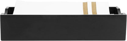 Restaurantware 9.5 x 4.25 x 2 Inch Flat Napkin Holder 1 Rectangle Wooden Napkin Holder - For Kitchen Tables or Countertops Sturdy Black Bamboo Kitchen Napkin Holder Dining Room Decor