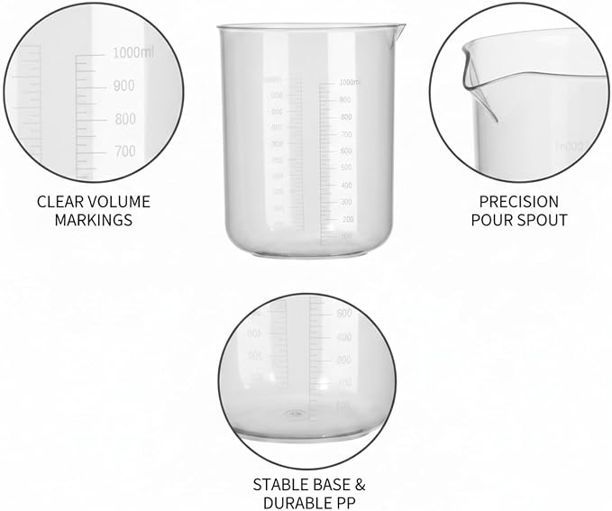 1000mL Shatter-Resistant Plastic Beaker - Image 6