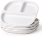 8.58" Square Ceramic Divided Plates - 4 Pack, Portion Control Plate for Rational Eating, White Dinner Plates, 3 Compartment Dinner Diet Plates for Kids Adults, Microwave, Dishwasher Safe