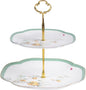 KAMMAK 2-Tier Porcelain Cupcake Stand Serving Tray, Dessert Plates Cake Fruit Candy Display Tower, Reusable Pastry Platter for Wedding Birthday Baby Shower Tea Party Decorations (Reed Green)