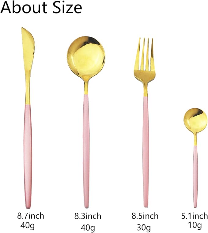 JASHII Flatware Serving Set 24 Piece, Stainless Steel Silverware Set, Modern - Image 3