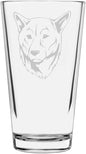 Kishu Custom Personalized Dog Themed Etched All Purpose 16oz Pint Glass