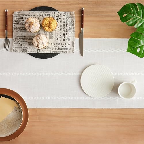 Braided Farmhouse Table Runner, Braided White 13x72 Inch, Cotton Linen Table - Image 4