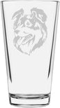 Australian Shepherd (Aussie) Dog Themed Etched All Purpose 16oz Pint Glass