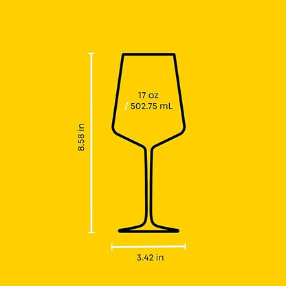 JoyJolt Sidney White Wine Glasses Set of 4 | 17 oz Modern Crystal Wine Glasses also for Red Wine | Home Bar Glass Set | Wedding Registry and Hosting Gifts | Premium Crystal Stemware Made in Europe