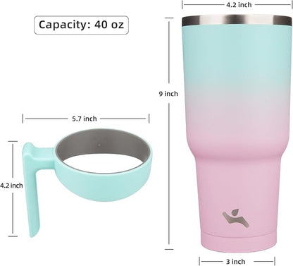 Konokyo 40 oz Tumbler with Handle and Straw, Insulated Travel Mug | Gum; - Image 4