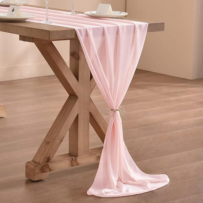 Pink Chiffon Table Runner Summer Boho Wedding Birthday Party Decor | 14ft - Image 6