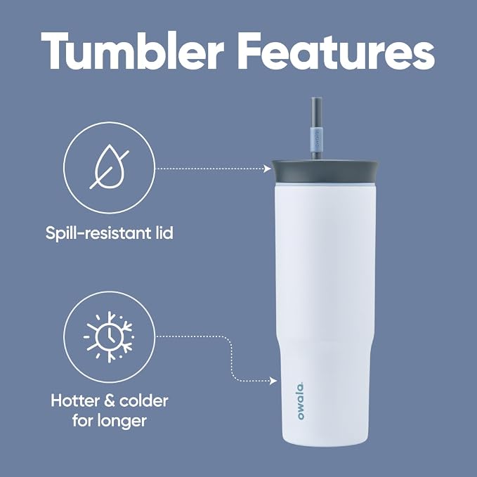 Owala Tumbler Stainless Steel Water Bottle 24 oz The Great Blue | 2-in-1 - Image 3
