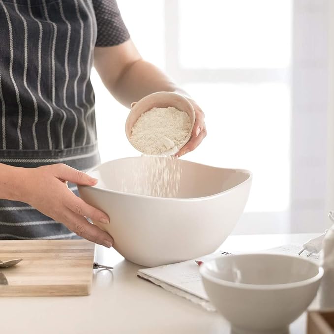 DOWAN Large Mixing Bowls, Ceramic Serving Bowls, 3.2 Quart Deep Salad Bowls - Image 5