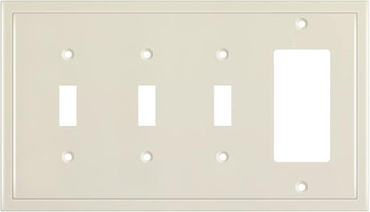 Henne Bery Modern Edge Decorative Wall Plate Switch Plate Outlet Cover, Durable Solid Zinc Alloy (Triple Toggle/Single Decorator, Light Almond)