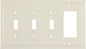 Henne Bery Modern Edge Decorative Wall Plate Switch Plate Outlet Cover, Durable Solid Zinc Alloy (Triple Toggle/Single Decorator, Light Almond)