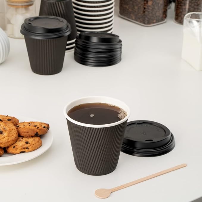 Restaurantware 8 Ounce Double Wall Disposable Coffee Cups, 500 Insulated Black - Image 5
