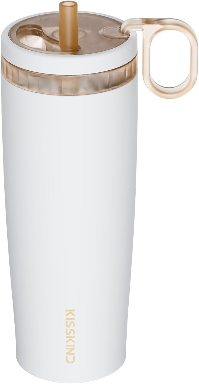 KISSKIND Leakproof Iced Coffee Tumbler 20 oz, Insulated Ceramic Lined Cup | by KISSKIND