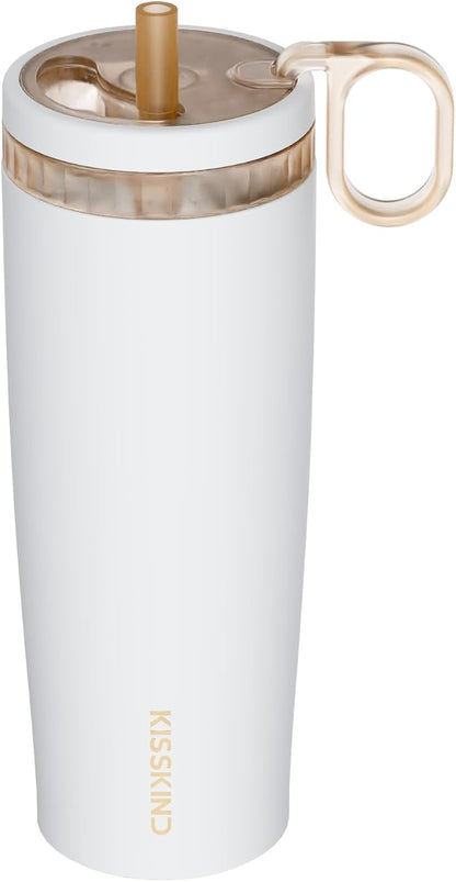 KISSKIND Leakproof Iced Coffee Tumbler 20 oz, Insulated Ceramic Lined Cup | by KISSKIND