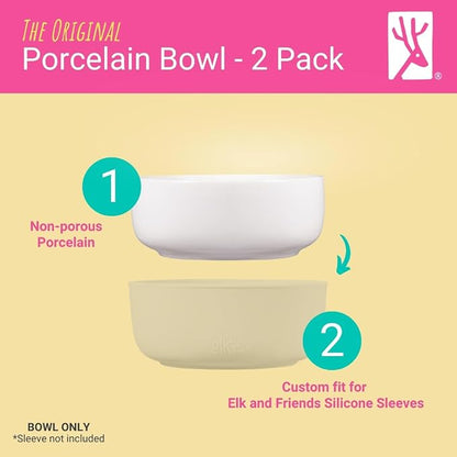 Elk and Friends Kids Porcelain Bowls| Kids/Toddler/Baby Feeding | Microwave & - Image 2