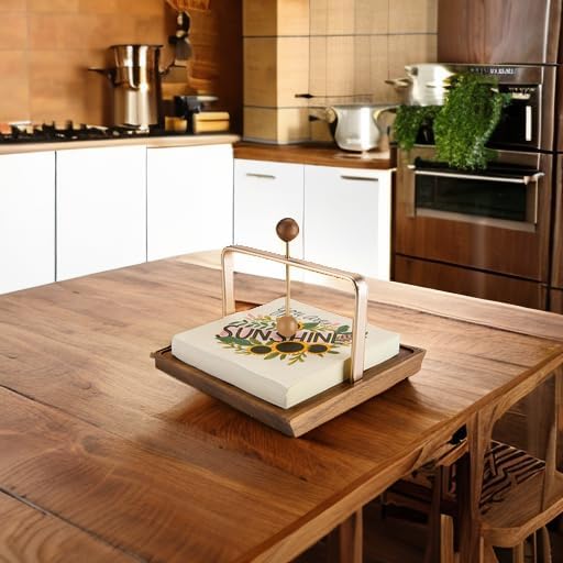 Wood Napkin Holder for Table, Square Tabletop Napkin Dispenser - Image 5