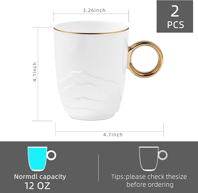 Chulan 12 oz Fine Bone China White Coffee Mugs - Image 5