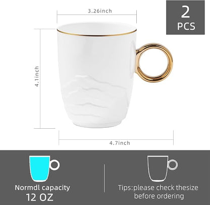Chulan 12 oz Fine Bone China White Coffee Mugs - Image 5