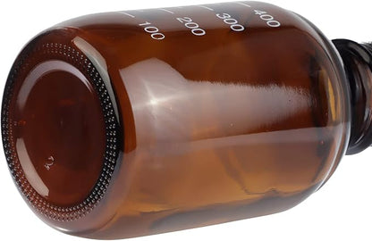 8 Pieces 500ml Amber Glass Graduated Round Lab Reagent Media/Storage Bottle With GL45 Red Screw Cap
