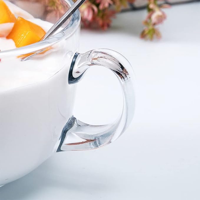 Large Clear Glass Coffee Mugs Set of 2, 14.8 oz-Wide Mouth Tea Cups - Image 4