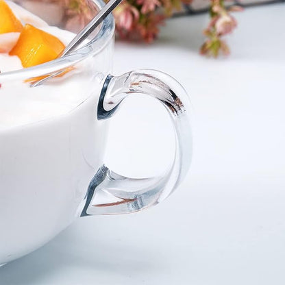 Large Clear Glass Coffee Mugs Set of 2, 14.8 oz-Wide Mouth Tea Cups - Image 4