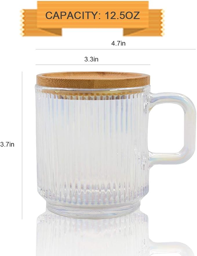 Lysenn Clear Glass Mug with Lid, Premium Glass Coffee Mug, 12 oz Tea Cup | - Image 6