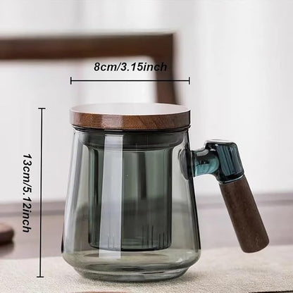 SHUWEICAO-Glass Tea Cup with Infuser and Lid, 17oz/500ml Hand-blown - Image 2