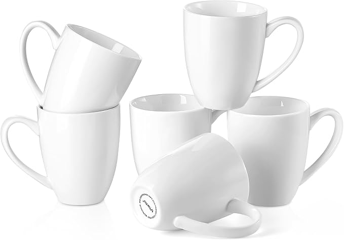 Mfacoy Porcelain Coffee Mugs Set of 6, 13 Ounce Coffee Cups by Mfacoyisalifestylebrand