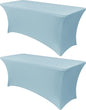 Obstal 4Ft Stretch Spandex Table Cover for Standard Folding Tables - 2 Pack Universal Rectangular Fitted Tablecloth for Party, Banquet, Events, Trade Show (Dusty Blue, 48L x 24W x 30H Inches)