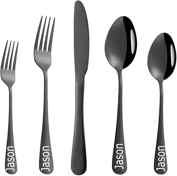 Stainless Steel Customized Flatware Set, Engraving Name Knife Forks Spoon by Unknown